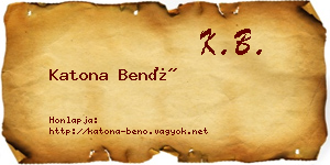 Katona Benő névjegykártya